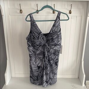 Swimsuits For All Black and White Palm Print One Piece